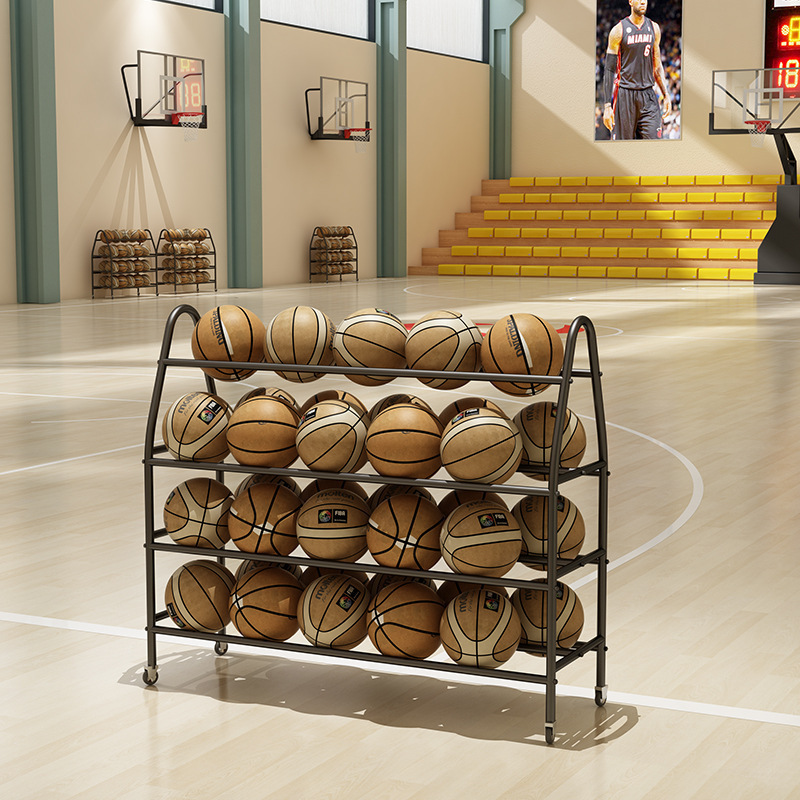 Iron Art Mobile Basketball Display Rack, Football Storage Rack, Volleyball Shelf, College Basketball Organizing Storage Rack