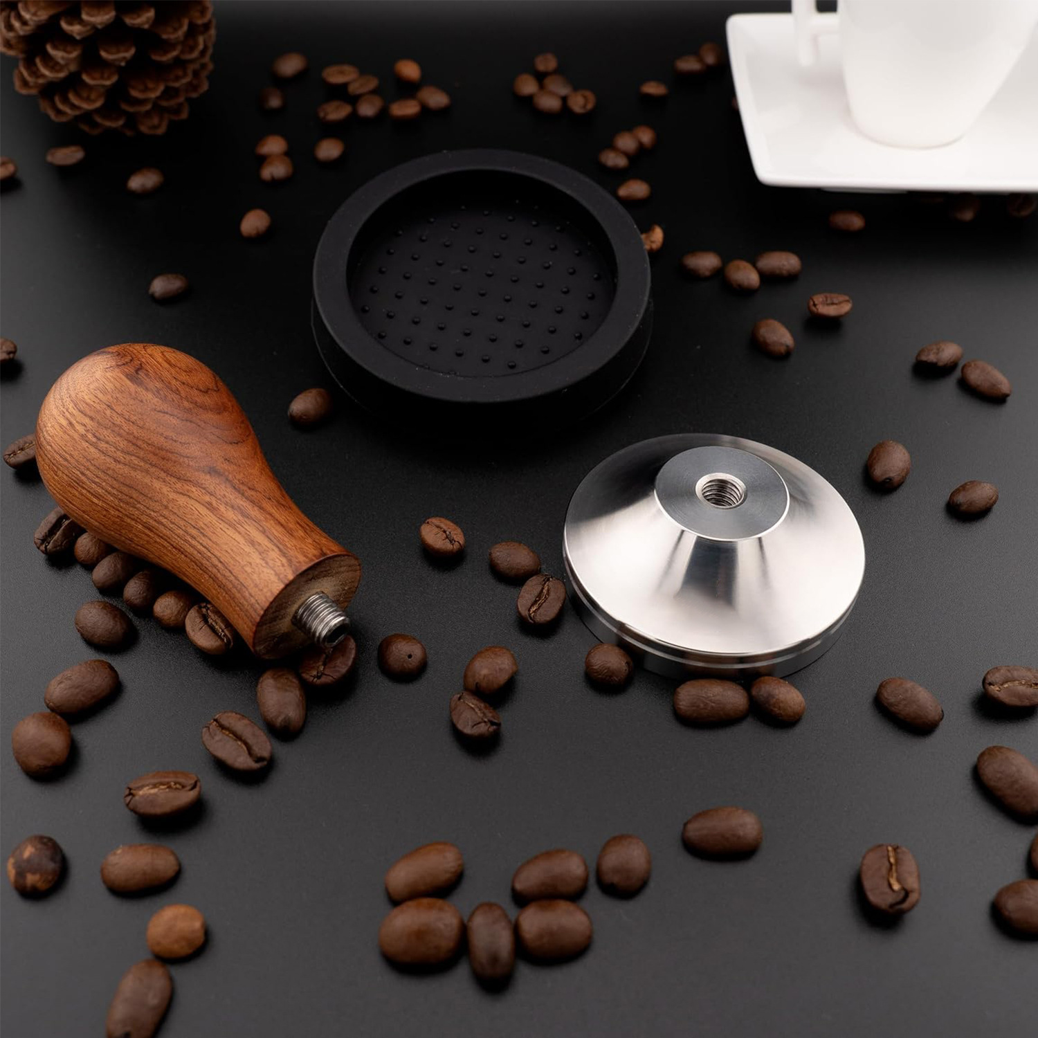 Amazon Hot Sale 304 Red Noble Powder Printer Set Coffee Powder Needle Cojín de almacenamiento redondo 51 / 53 / 58mm