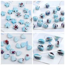 景德镇海洋风蓝色陶瓷串珠手工DIY饰品配件散珠手链项链材料批发