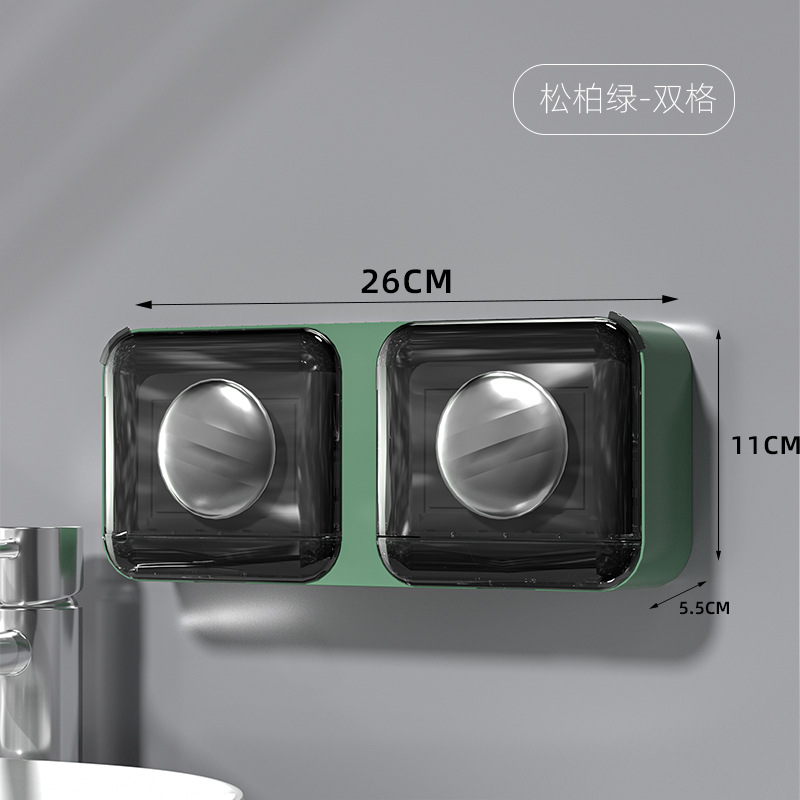 Caja de jabón de lujo ligero estante de almacenamiento de alta gama para el hogar caja de jabón de baño con tapa sin perforar drenaje montado en la pared