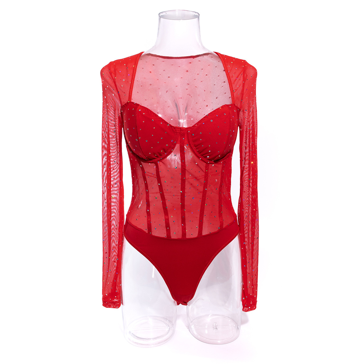 Abbigliamento da donna, paillettes da strada, sexy, trasparente, anello in acciaio, sottile, primavera e autunno, manica lunga, maglia, tuta traspirante dimagrante_voghion.com