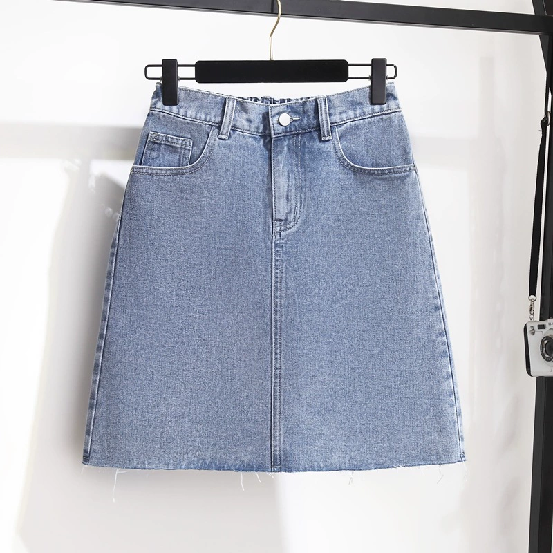 200 кг пухлая Девушка Плюс Размер джинсовая юбка женская 300 кг очень толстая очень большая потрепанная грубая юбка A-Line