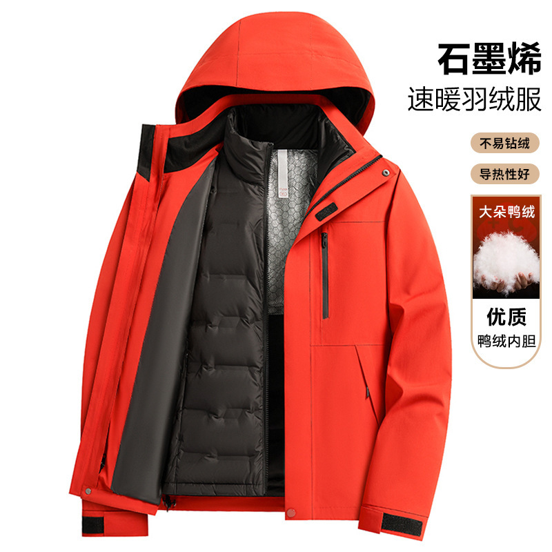 冲锋衣三合一男女款冬装两件套可拆卸防风防水保暖加厚滑雪工作服|undefined