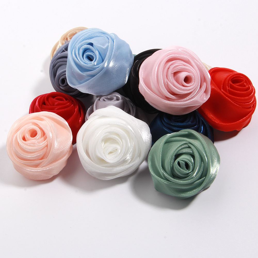 Lily Satin 3cm 5cm Rose Flower Handmade DIY Korean Style Corsage Headpiece Wedding Accessories Gauze Flower Clothing Accessories