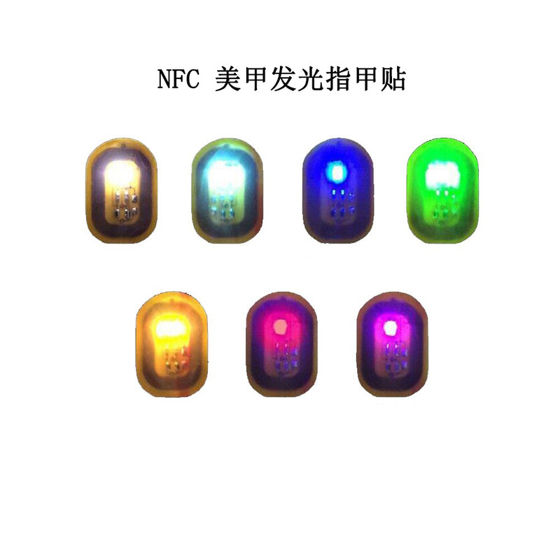 AliExpress hot sale nfc luminous nail stickers smart luminous nail jewelry NFC bare chip nail luminous post