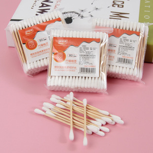 Disposable household cleaning double-headed bamboo stick cotton swab sanitary ear nose bag loading and unloading makeup cotton stick wholesale