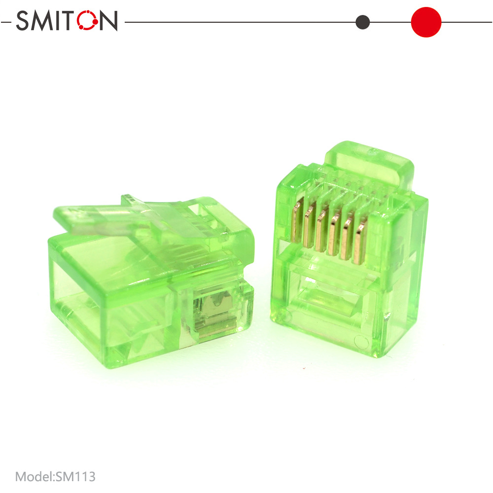 供应彩色水晶头/RJ12 Plug /电话水晶头 电话插头 rj12电话线