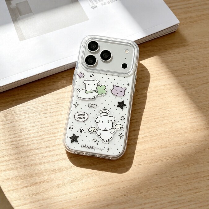 Lucky four-leaf clover puppy design phone case, suitable for Apple 18 Pro Max/17 Pro, also available for 16/15/14 Pro models, cute design Lucky four-leaf clover puppy design phone case, suitable for Apple 18 Pro Max/17 Pro, also available for 16/15/14 Pro models, cute design