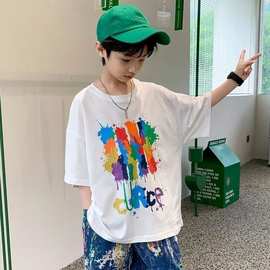 童装男童短袖t恤夏装2025新款中小童棉印花男孩夏季上衣潮t夏款