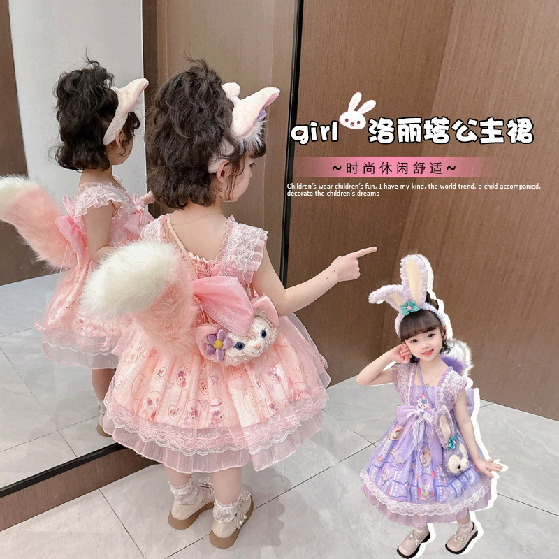 Children's summer small princess costume, short sleeve dress, girl's skirt, Lolita style, tutu skirt