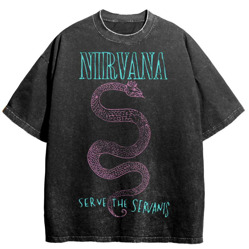 Nirvana banda de rock Nirvana Cobain cocoburn apenado lavado vintage batik camiseta suelta