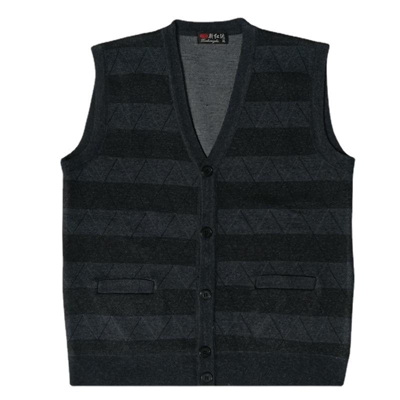 (2개) 노인 플러스 사이즈 니트 카디건 와이드 양복 조끼를위한 봄 스웨터 중년 남성 느슨한 조끼 세대