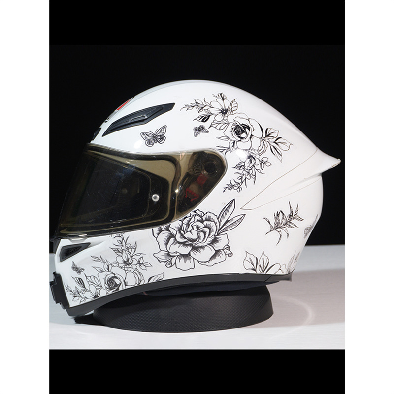 Universal Motorcycle Helmet Stickers Universal Modified Full Helmet Decals (Auto Parts and Accessories) - standard-black-flower-helmet-universal-can-be-attached-as-you-like