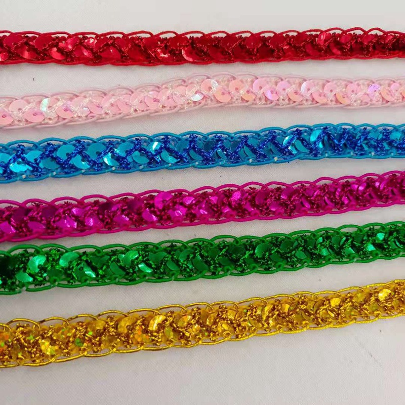 1cm宽金银亮片织带花边服装领袖口饰品缝纫DIY舞台演出服装辅料