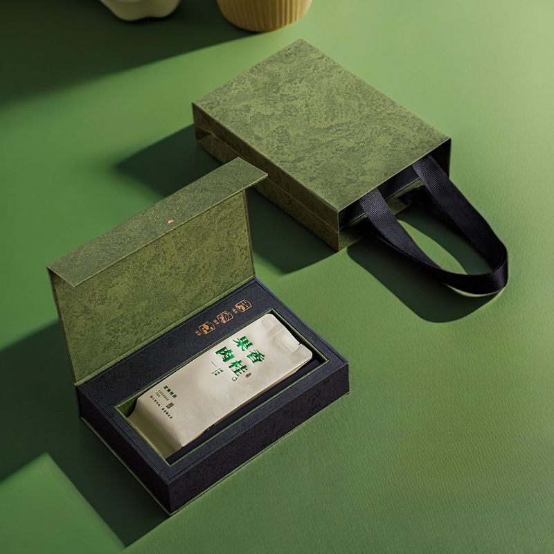 High-End Cinnamon Rock Tea Packaging Box, 2-Pack Empty Gift Box, Zhengshan Xiaozhong Black Tea Exquisite Gift Box with Tote Bag
