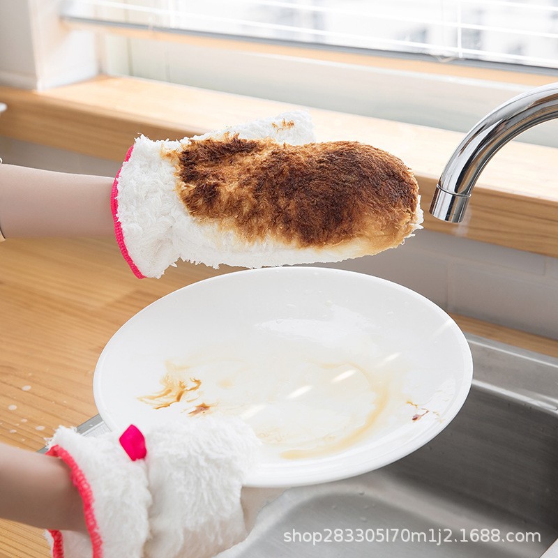 Guantes para lavar platos de fibra de bambú, paños para lavar platos para el hogar, trapos de cocina, estropajos, toallas de limpieza, guantes impermeables.