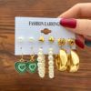 Retro earrings, set from pearl, Amazon, suitable for import, french style