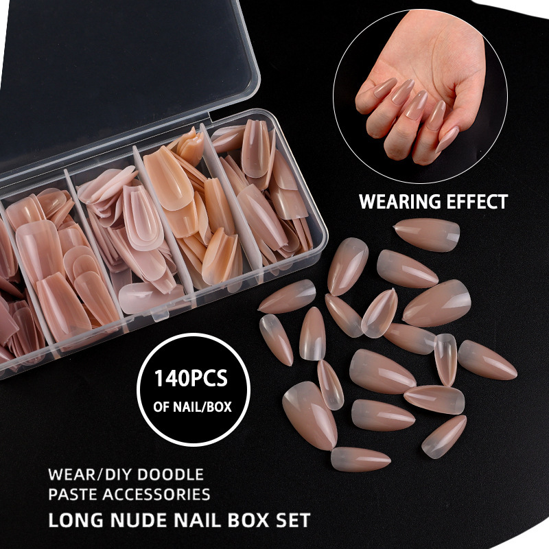 Cross-border Nail Art Prefabricated Gradient Nail Piece DIY Almond Armor Ballet Armor Wear Nail Tip Armor Adult Nail Piece 140 Boxed