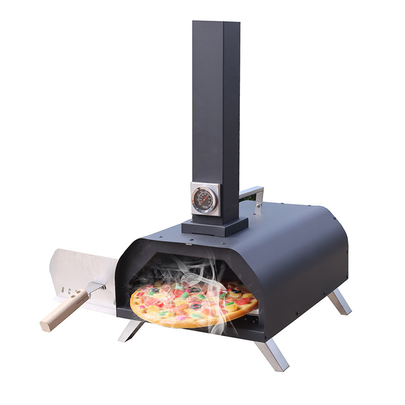 Horno de pizza de stock de comercio electrónico transfronterizo con termómetro, horno de pizza portátil plegable, horno de pizza comercial doméstico