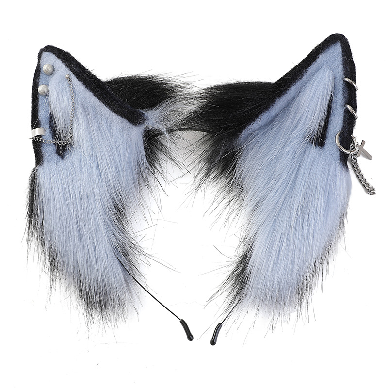 Lolita gótico vampiro rojo Lobo oreja venda cos apoyos oscuro pelo banda tocado horquilla negro oscuro