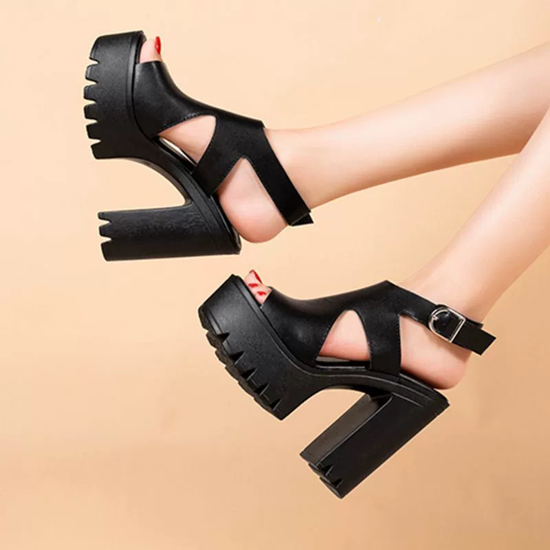 Женская обувь на высоком каблуке на толстой подошве водонепроницаемая платформа толстая пряжка на высоком каблуке