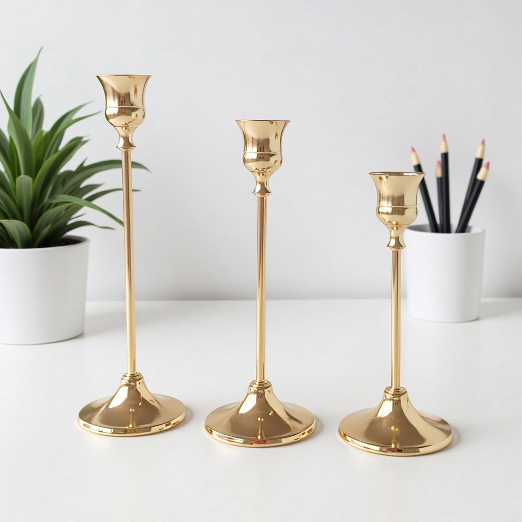 Cross-Border European-Style Simple Candlestick Ornaments Candlelight Dinner Candle Holder Wedding Props Arrangement Holiday Decoration