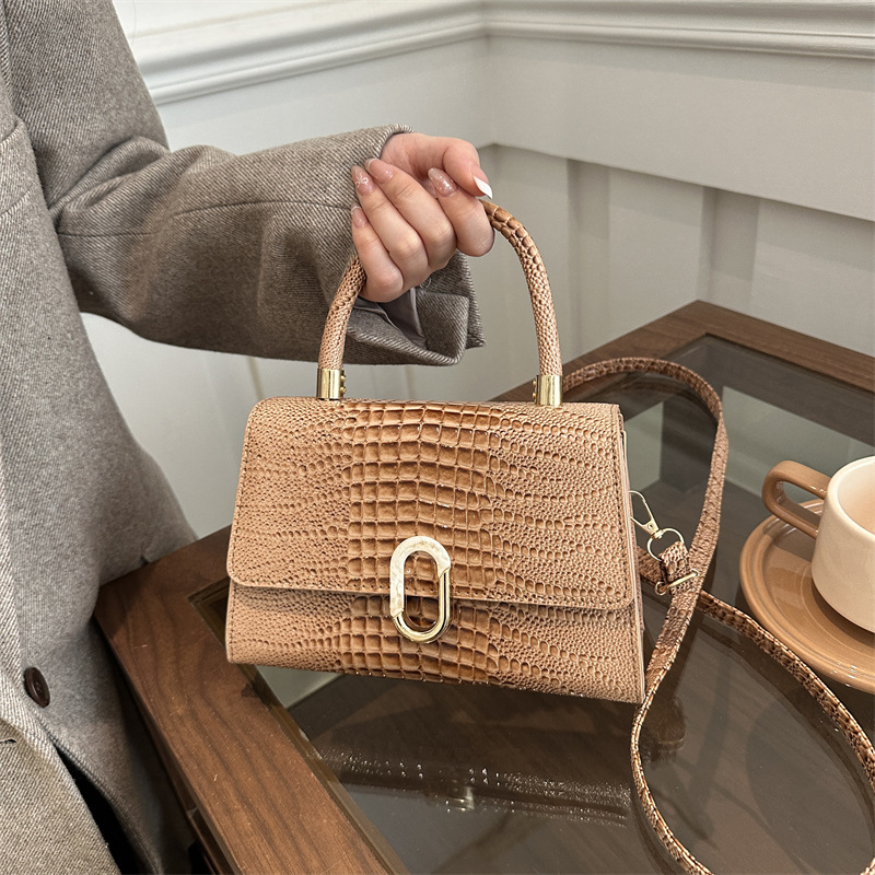 Small Square Crocodile Pattern Handbag Women's Shoulder Bag_voghion.com