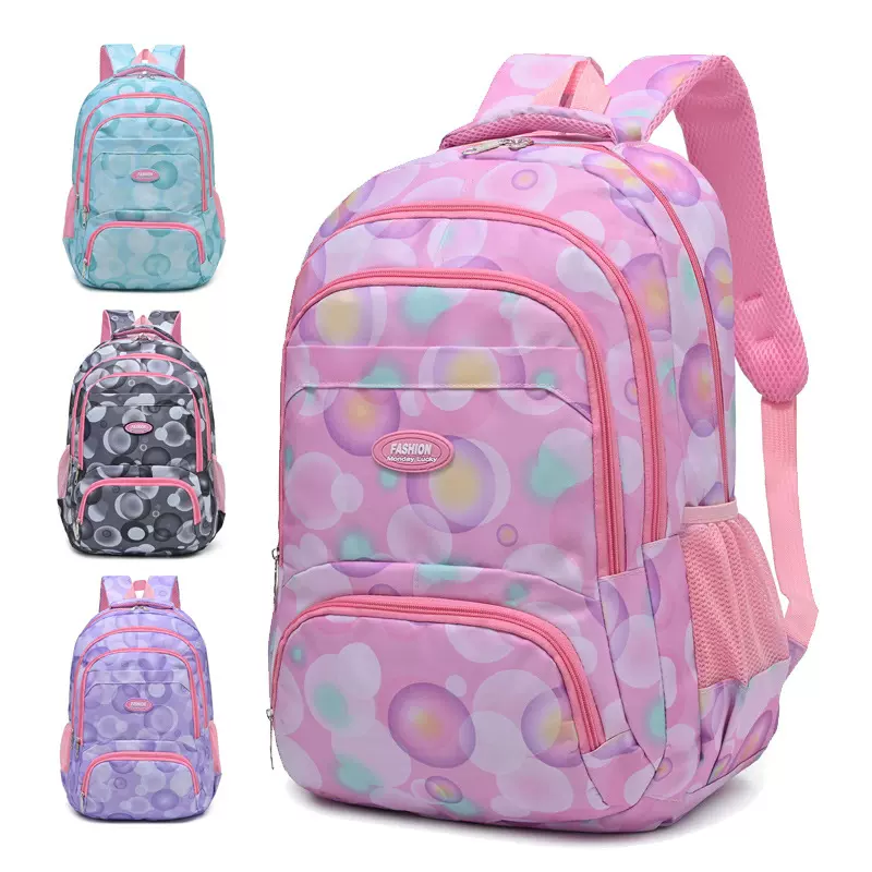 尼龙书包2024新款小清新可爱减负背包大容量印花护脊儿童双肩包女