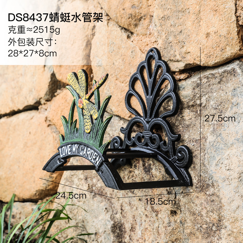 北欧レトロ創意個性鋳鉄ロゴ花園水管架園芸棚類庭園家庭壁面壁飾り|undefined