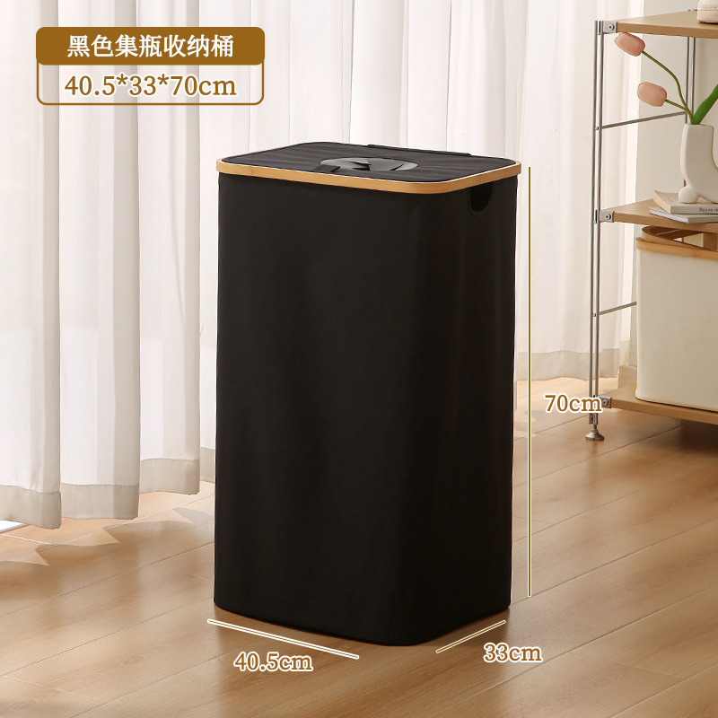 Cesto de lavandería de bambú y madera con tapa, cesta de almacenamiento grande para juguetes y artículos diversos, caja de almacenamiento plegable.