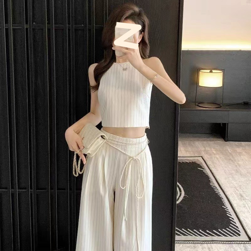 Xiaoxiangfengスーツ女性のための夏の2025新しいハイエンド気質スリムファッションベストワイドレッグパンツ2点セット|undefined