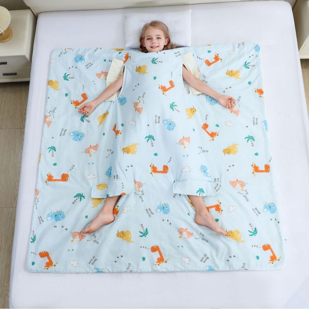 Sleeping Bag for Older Children, Thin Gauze Summer Baby Children's All-Season Anti-Kick Quilt with Holes, Summer Cooling Quilt for Belly Protection