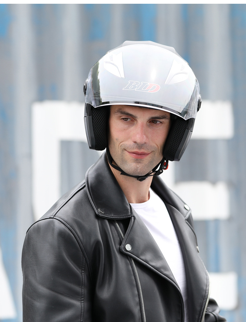 Bld Wholesale Bailide Helmet Cross-Border Supply 3/4 Helmet Half Helmet Motorcycle Helmet Dual Lens Cycling Helmet