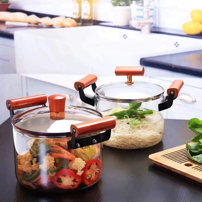 Горячий стеклянный горшок с лапшой с высоким содержанием боросиликатного бинаурального стеклянного молочного супа