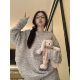 Extra large size 300kg South Korea half velvet pajamas women's autumn and winter thickened long sleeve crew neck home clothing suit winter