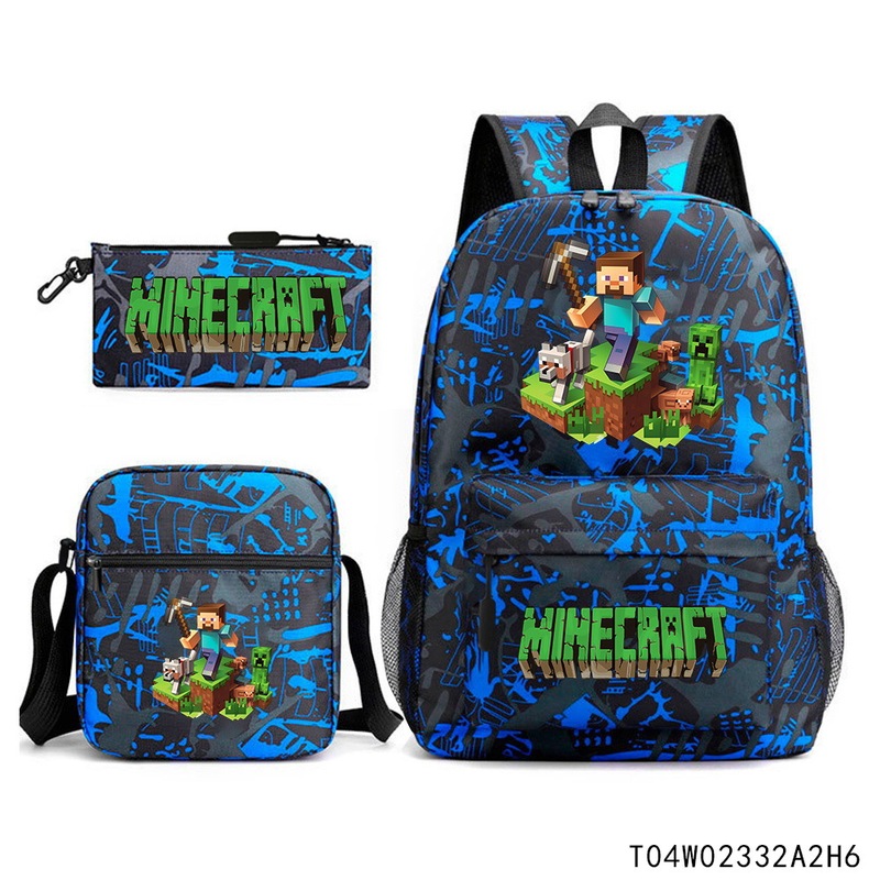 Minecraft マインクラフト 小中学生 ランドセル 子供用リュック バックパック ショルダーバッグ ペンシルバッグ 3点セット|undefined