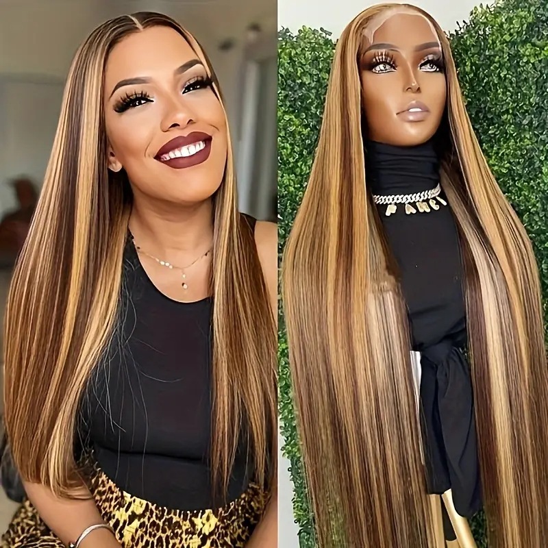 European American Style Synthetic Hair Wig With Front Lace Center Part Full Head Cover For Daily Use_voghion.com