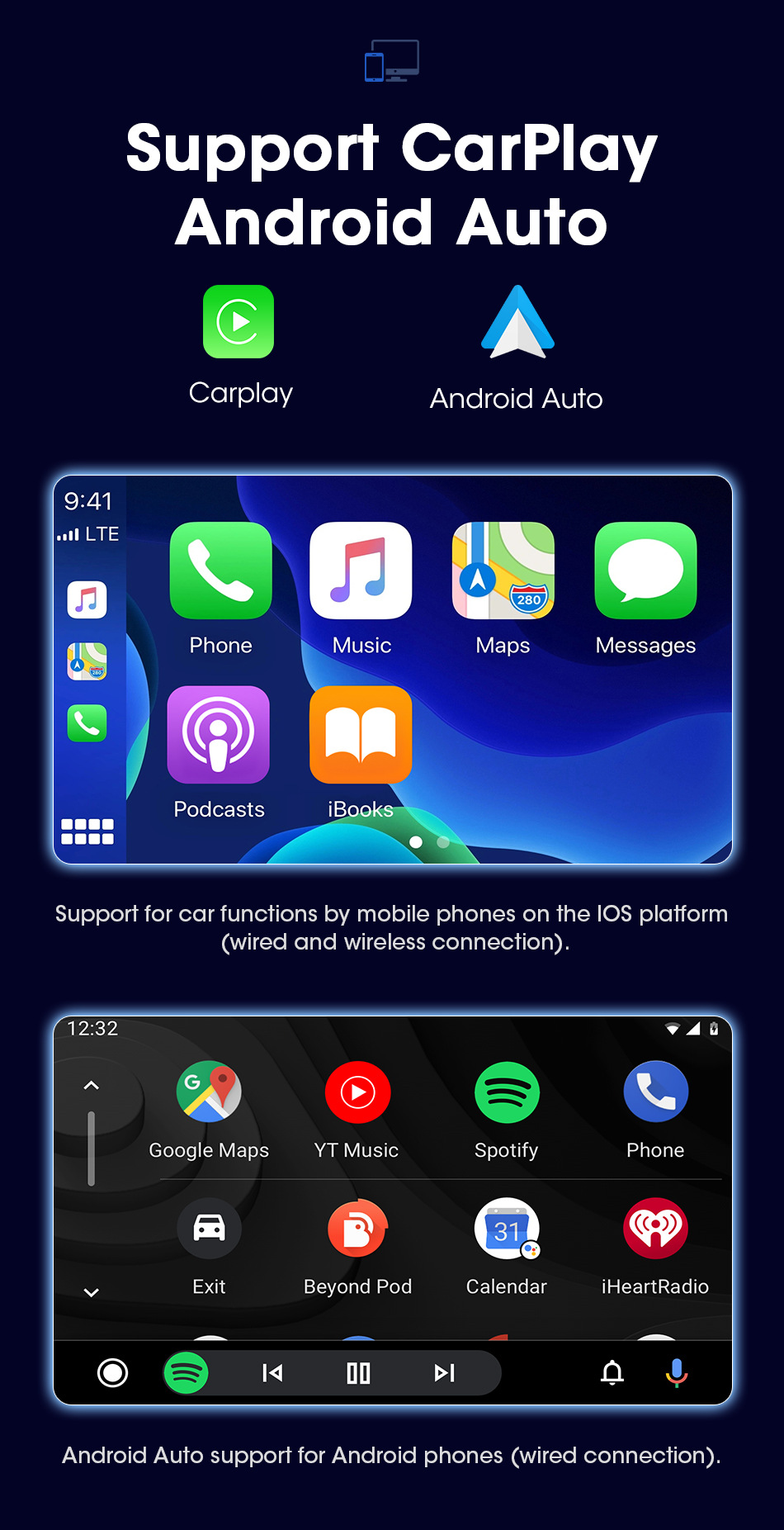 Source Factory 13inch Car Android Navigation Universal Device with 2K Large Screen Supports 360 Panoramic View and Wireless Carplay
