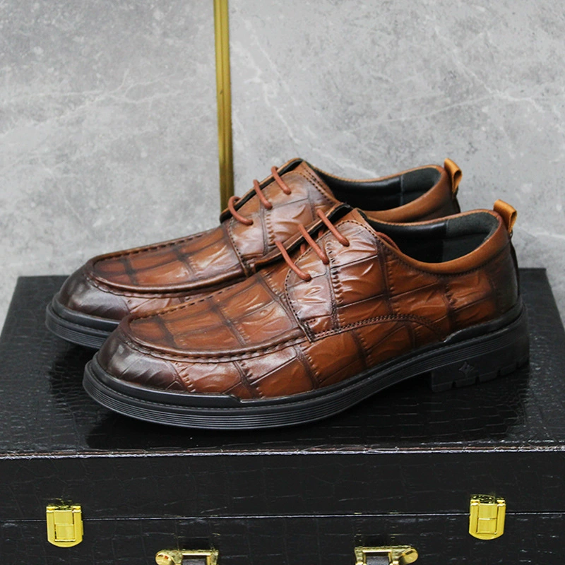Деловые повседневные кожаные туфли на голове удобная воловья кожа в британском стиле