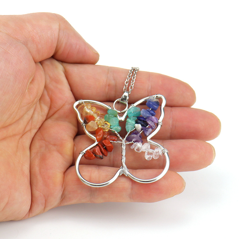 Ethnic Style Butterfly Natural Stone Pendant Necklace 1 Piece display picture 4
