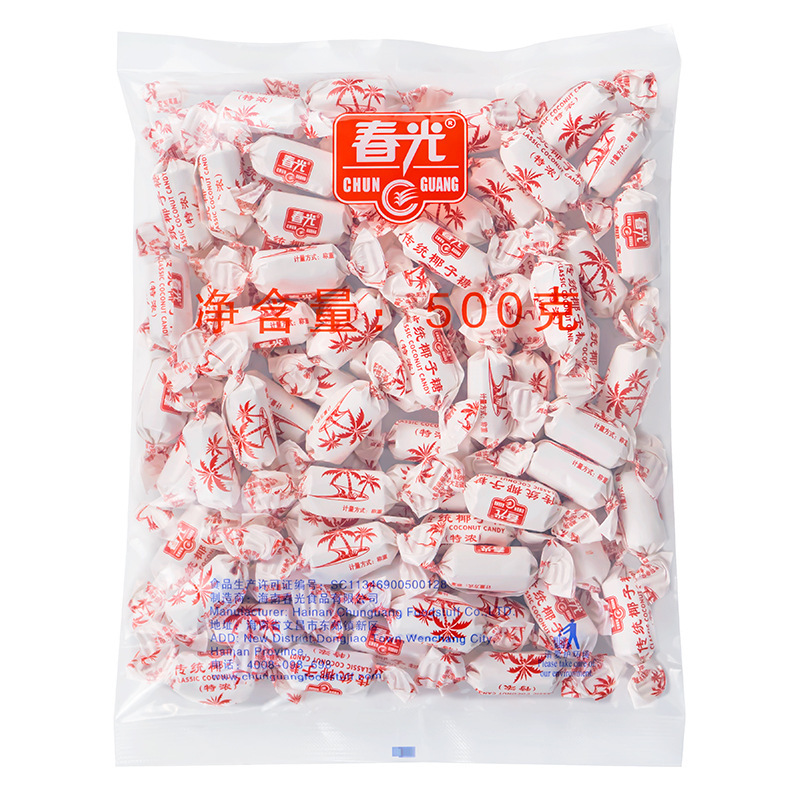 Free shipping Hainan specialty Chunguang traditional extra thick coconut sugar 500g bulk coconut milk candy wedding candy