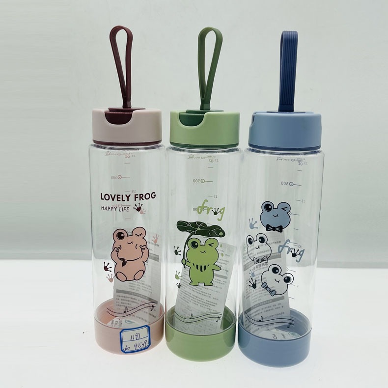 Taza de plástico deportivo de cubierta rebotante de DOMETO simple taza de agua de estudiantes letras inglesas taza de comercio exterior portátil