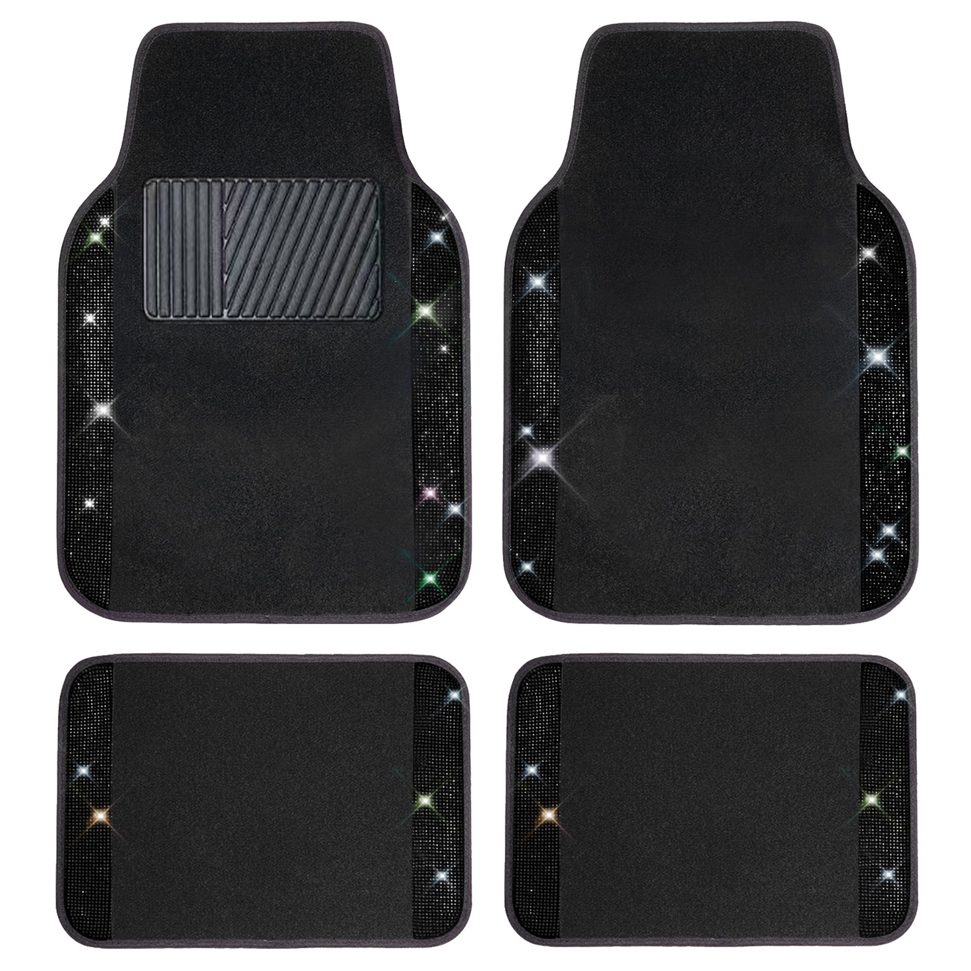 Cross-border universal car floor mats, velvet with sparkling rhinestones, full crystal anti-slip PVC car interior floor mats