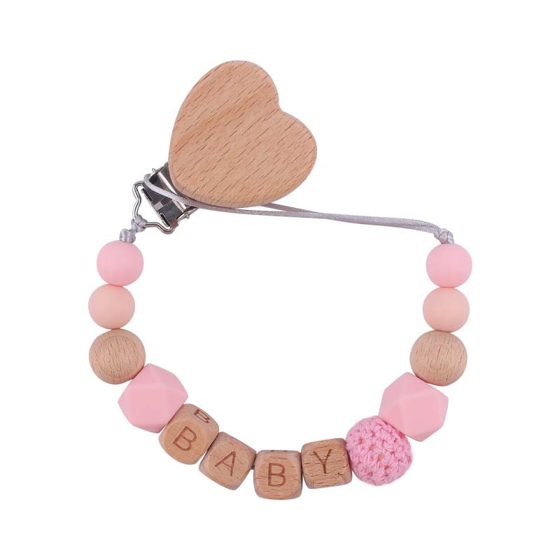 Nuevo bebé suministros de dibujos animados animal haya chupete clip calmante bebé DIY nombre chupete de silicona anti-gota cadena