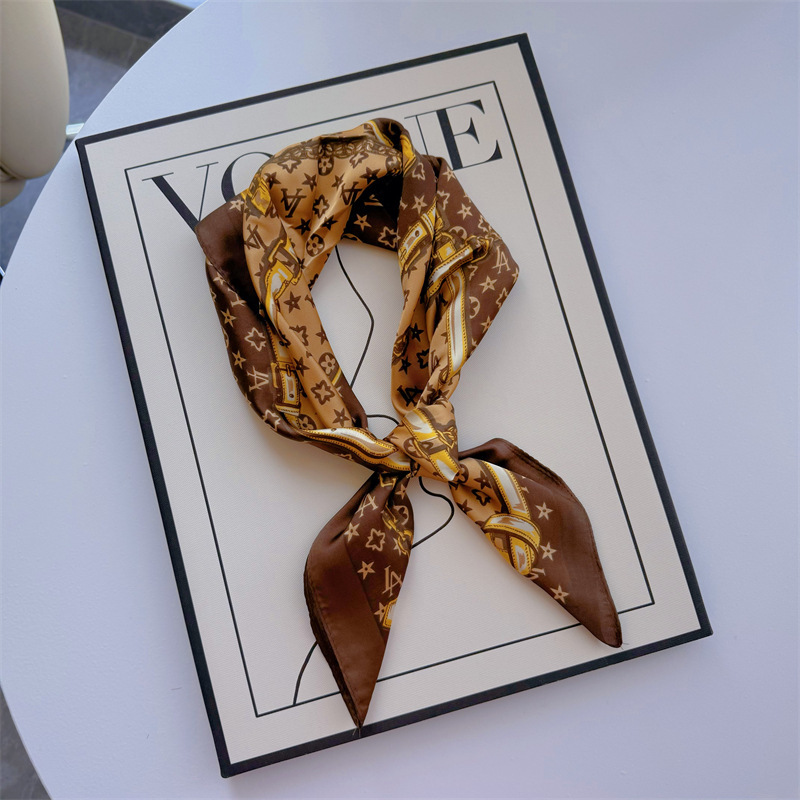 Bufandas de seda para mujeres primavera y otoño bufandas de moda para mujeres bufandas de cuello para maestros y empleados regalos de impresión de lujo ligero