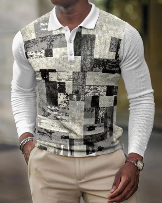 Comercio exterior transfronterizo primavera nuevos hombres de manga larga con botones POLO camisa hombres europeos y americanos moda casual top hombres