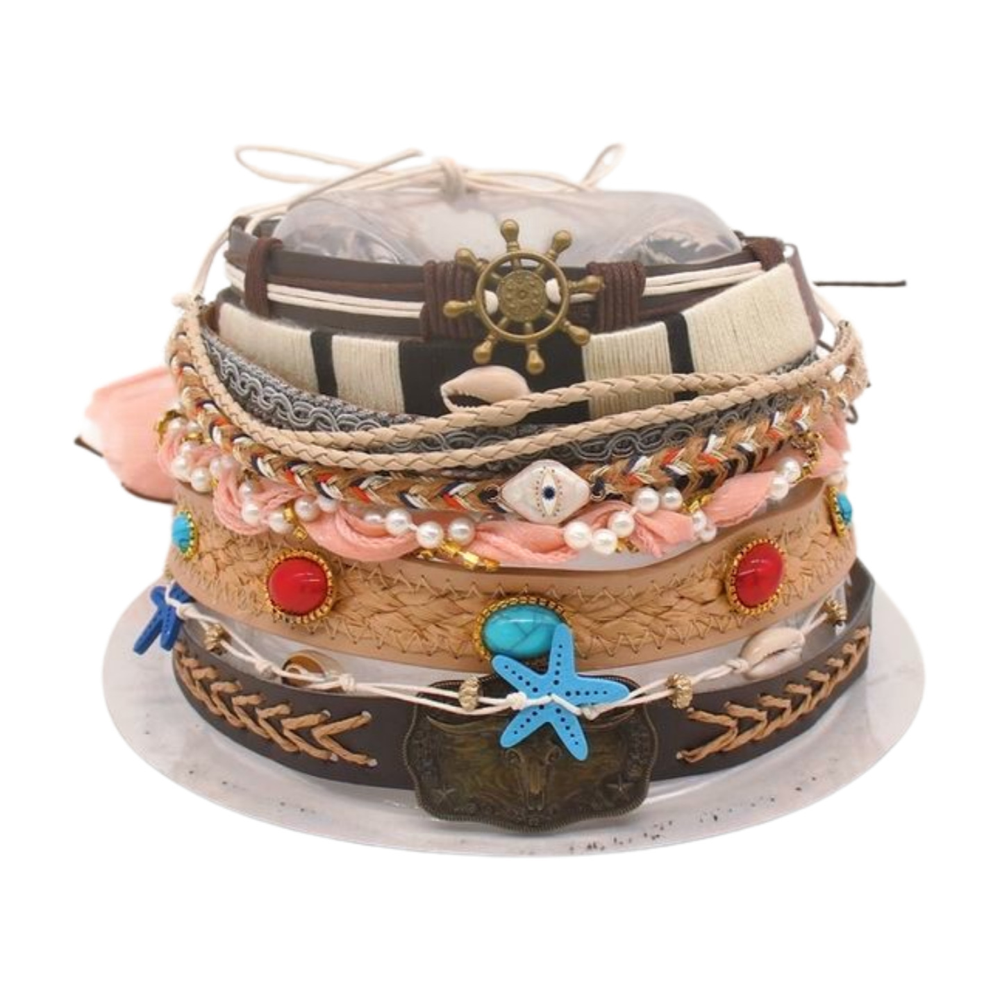 7g Weight Hat Accessories Hats Type Holiday, Daily Occasion turquoise, cord Material Geometric Pattern All Seasons Season Unisex Gender Basic, Simple Style Style Eaveless Rim Basic Simple Style Geometric Turquoise Cord Unisex Hat Accessories 3