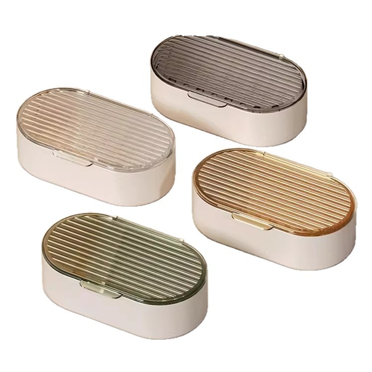 Caja de jabón de escritorio de lujo ligero con cubierta creativa caja de drenaje portátil de baño doméstico almacenar caja de jabón de baño