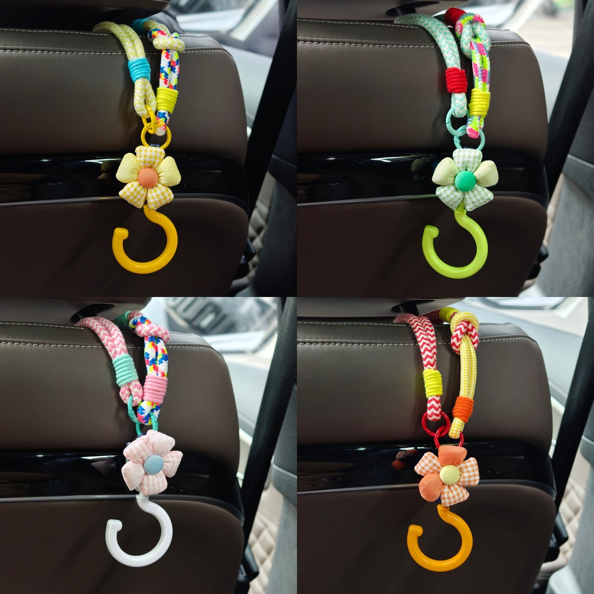 Cute Floral Car Seat Hooks, Front Passenger Seat Small Hooks, Rear Seat Storage Accessories