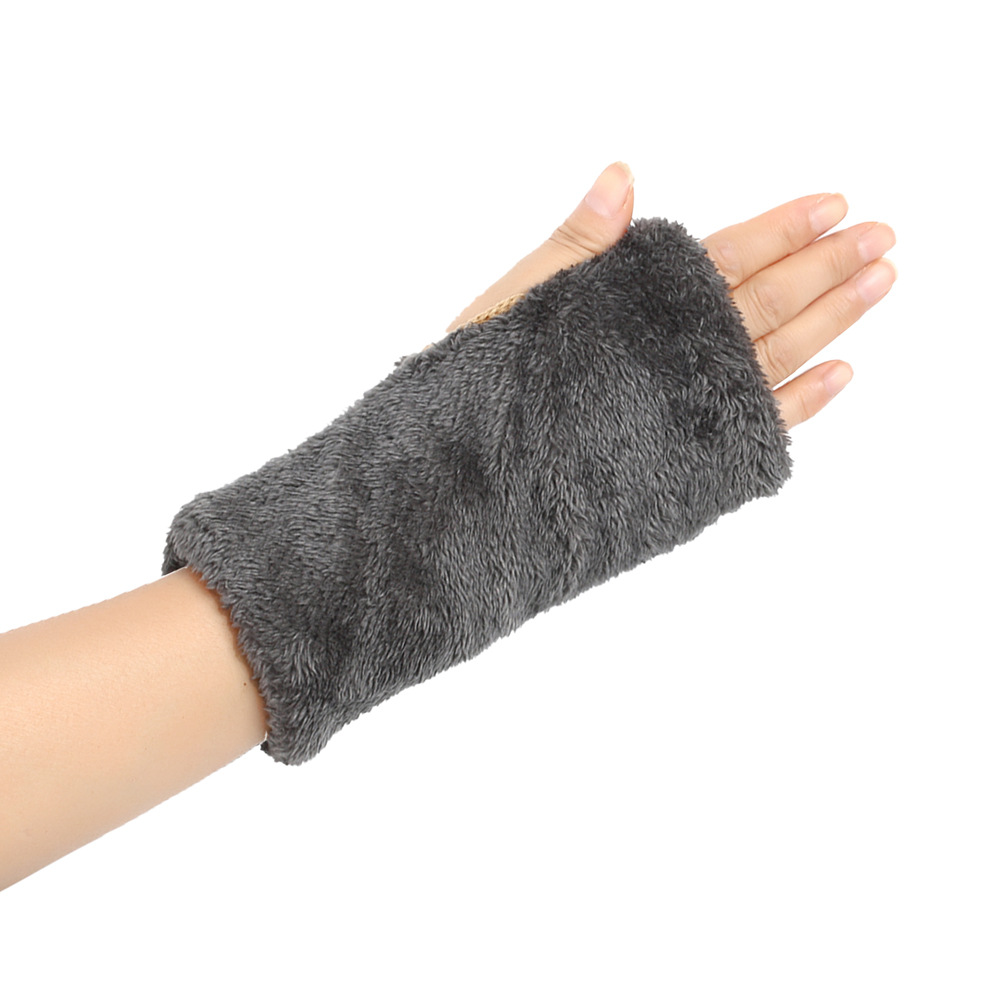 Men's Gloves New autumn and winter plush wool gloves twisted knitted fingerless plush sleeves cross border warm thick wool gloves_voghion.com
